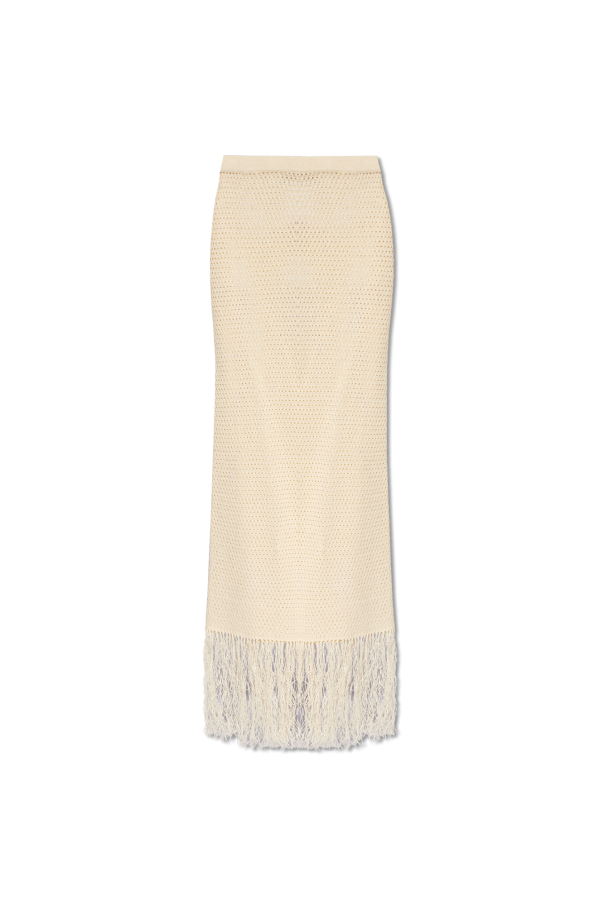 ‘Lindy’ fringed openwork skirt od Nanushka