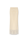 Nanushka cream ‘Lindy’ fringed openwork skirt