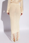 Nanushka cream ‘Lindy’ fringed openwork skirt