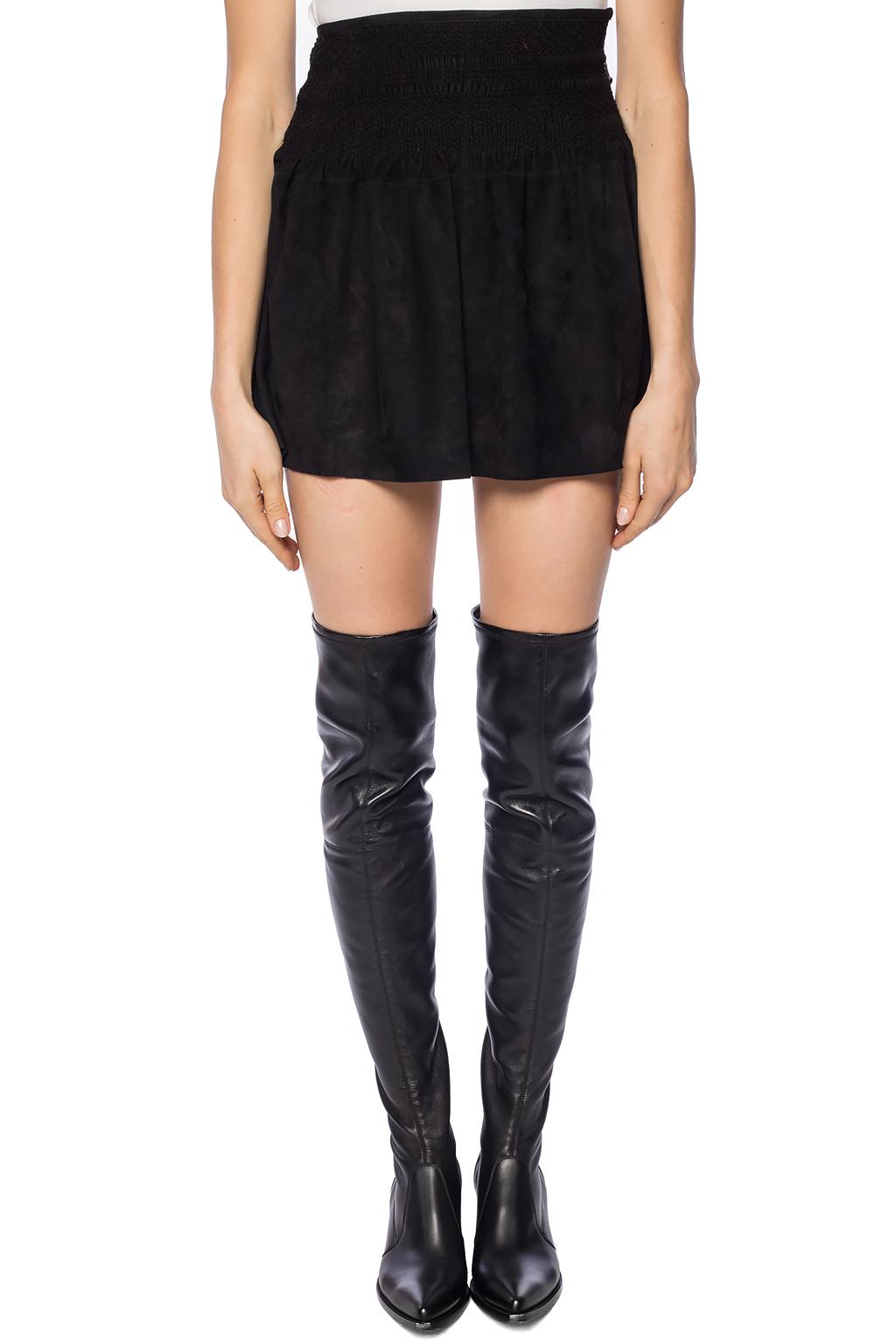 short black suede skirt