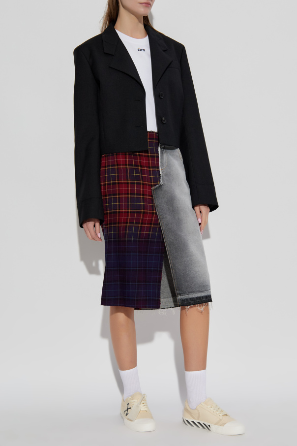 Off-White Skirt made of combined fabrics