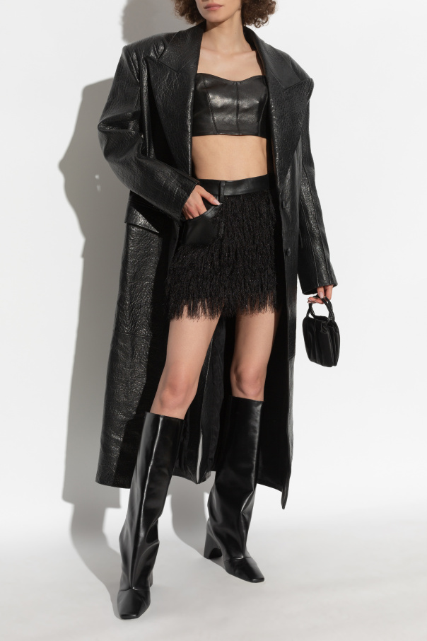 The Mannei Leather skirt with fringes