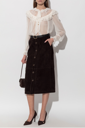 Wildlederrock mit gürtel od Self-Portrait