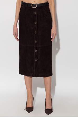 Self-Portrait Suede skirt with belt