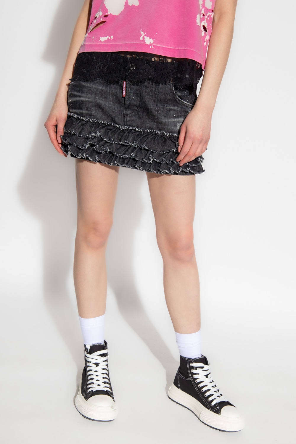 Dsquared2 Denim skirt with ruffles