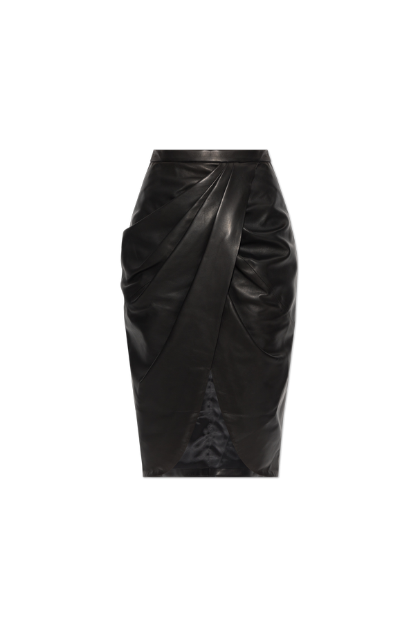 Balmain Saia de pele com pregas