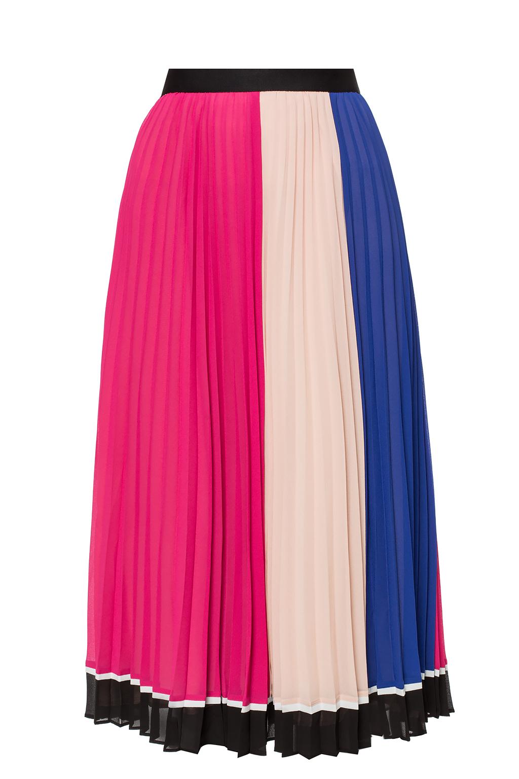 pink navy pleated skirt