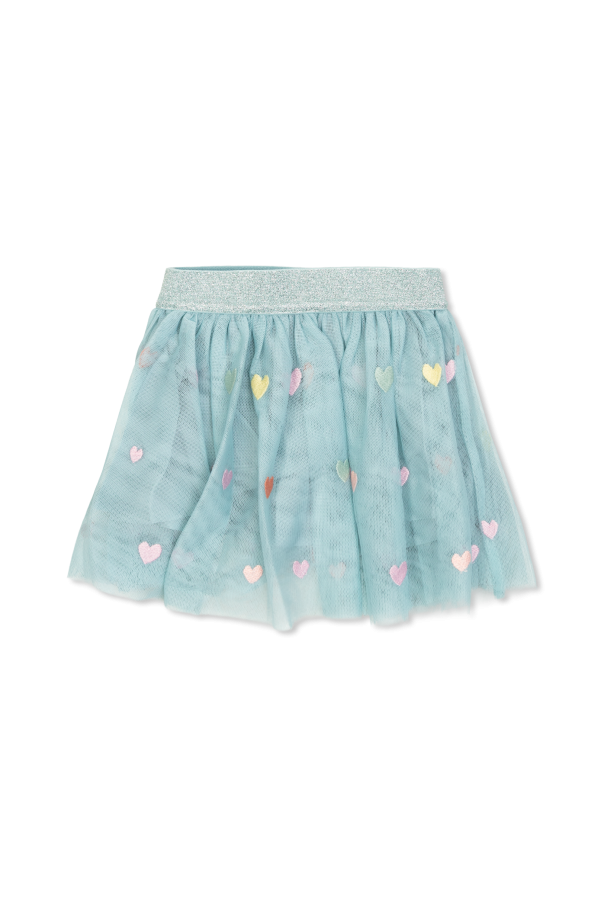 Stella McCartney Kids Falda de tul con motivo de corazones