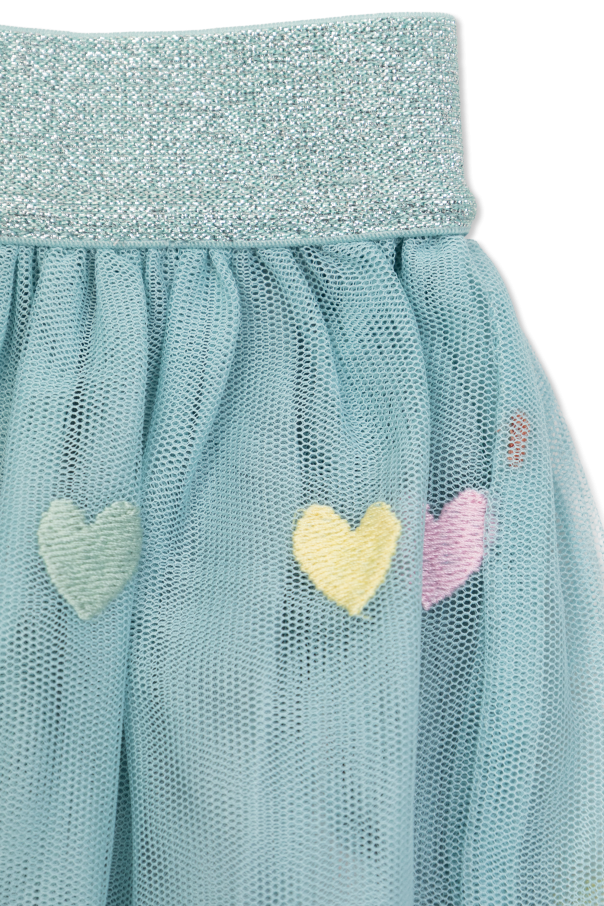 Stella McCartney Kids Falda de tul con motivo de corazones