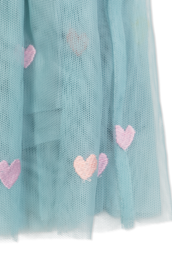 Stella McCartney Kids Falda de tul con motivo de corazones