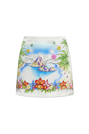 Silk skirt with colorful print