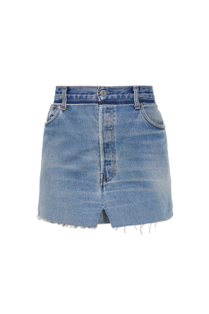 Denim skirt with a vintage effect