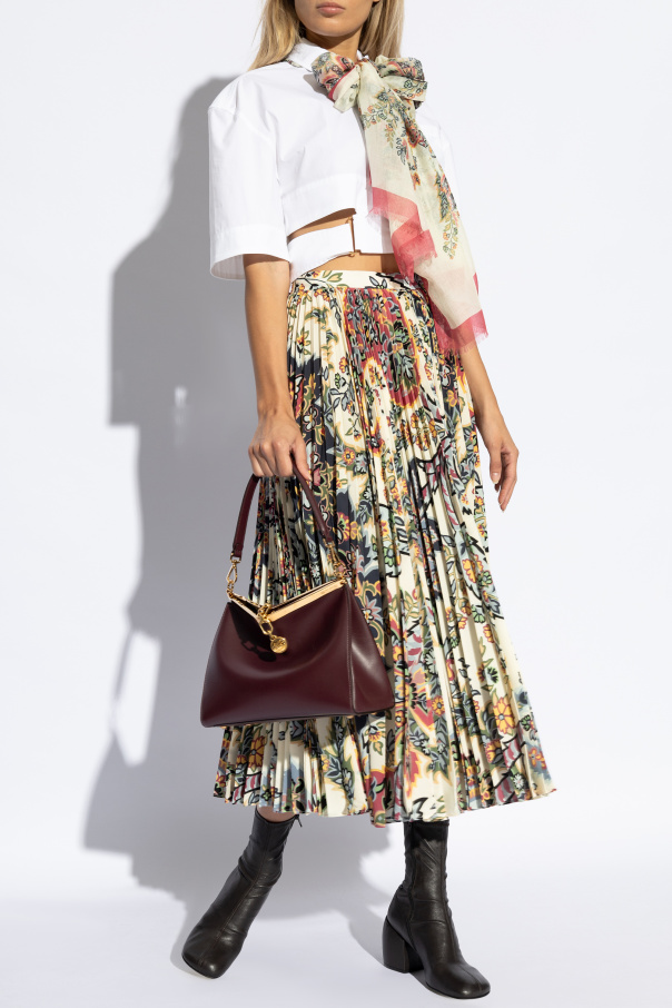 Etro Pleated skirt with floral motif