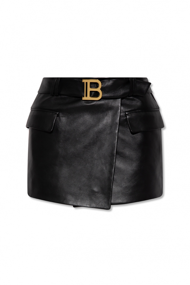 balmain TANK Leather skirt