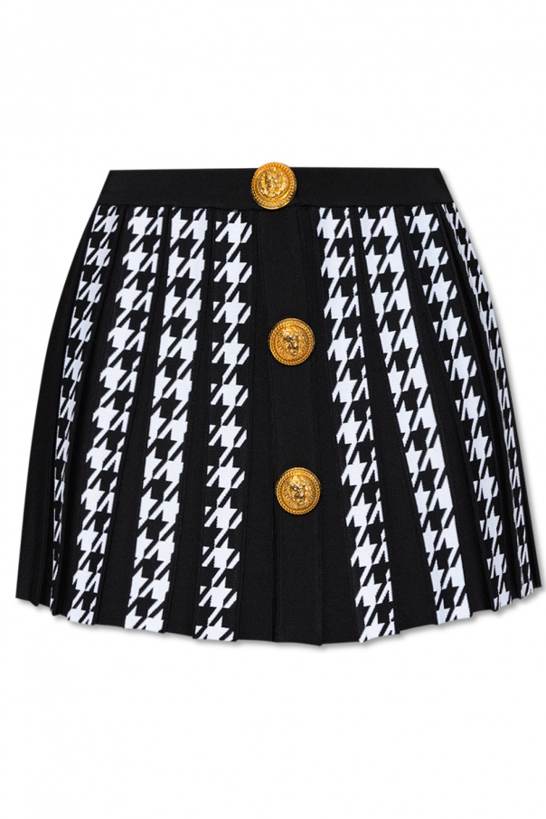 balmain square-toe Houndstooth skirt