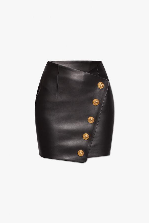 Balmain Leather skirt