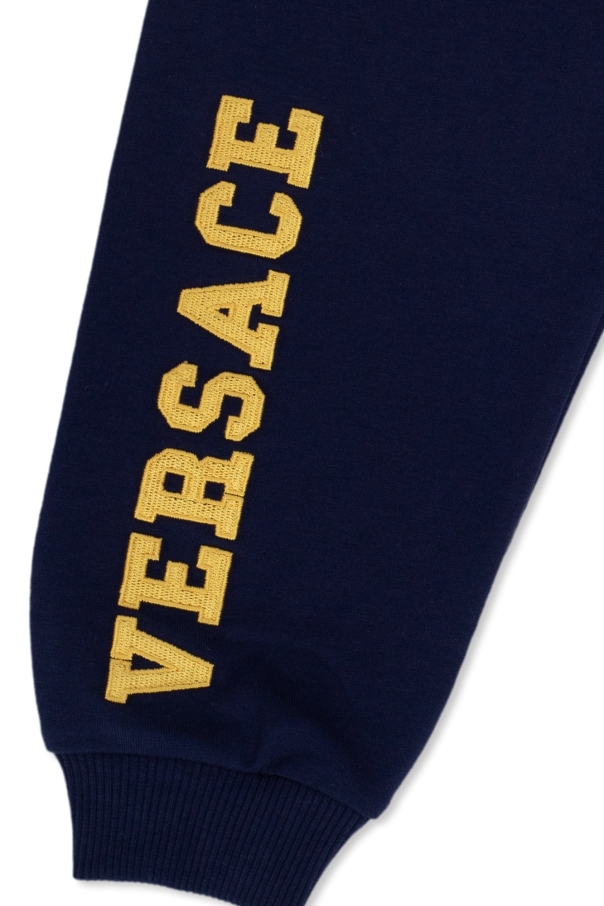 Versace Kids TEEN embroidered-logo long-sleeved dress