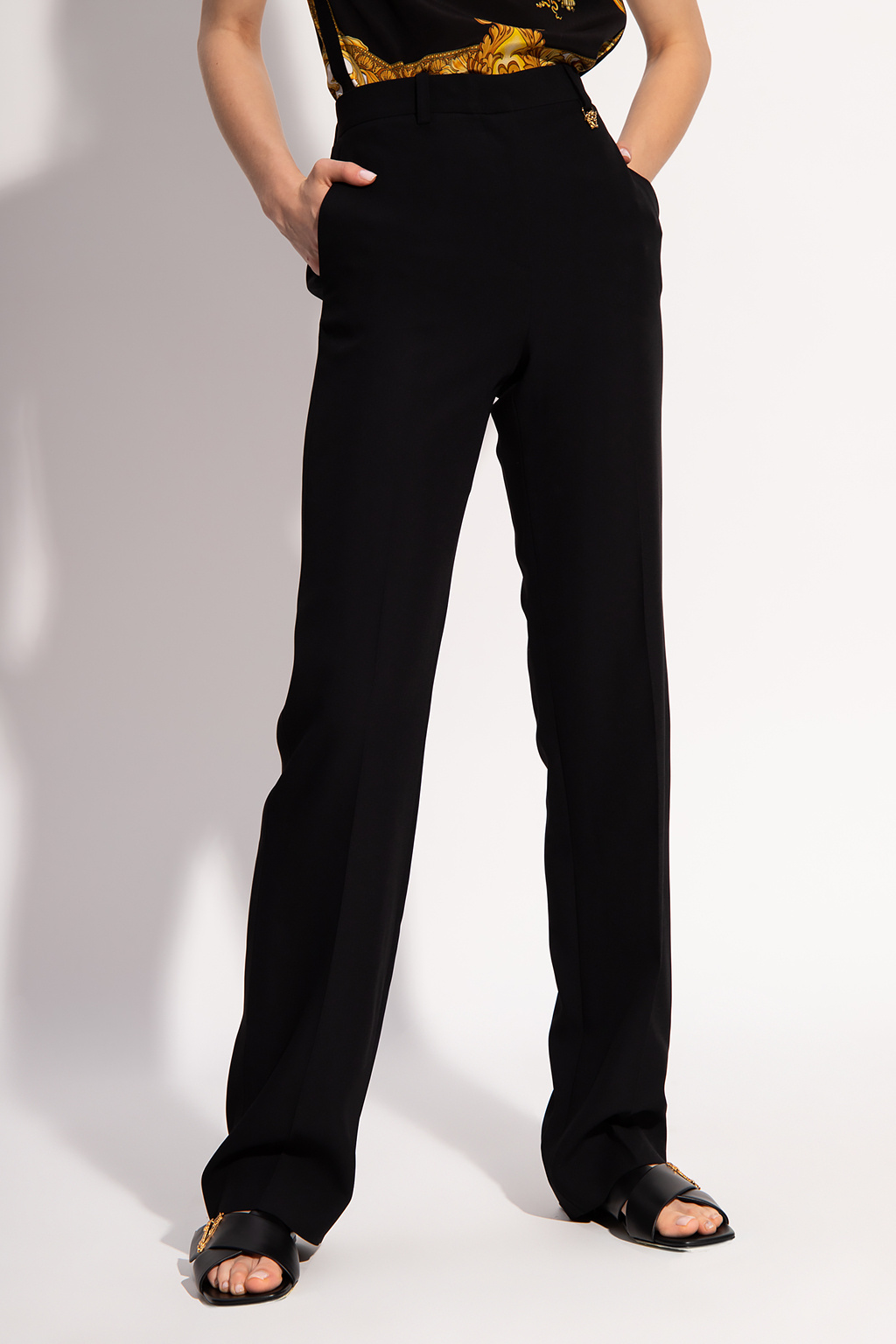 Versace Pleat-front Graphic trousers