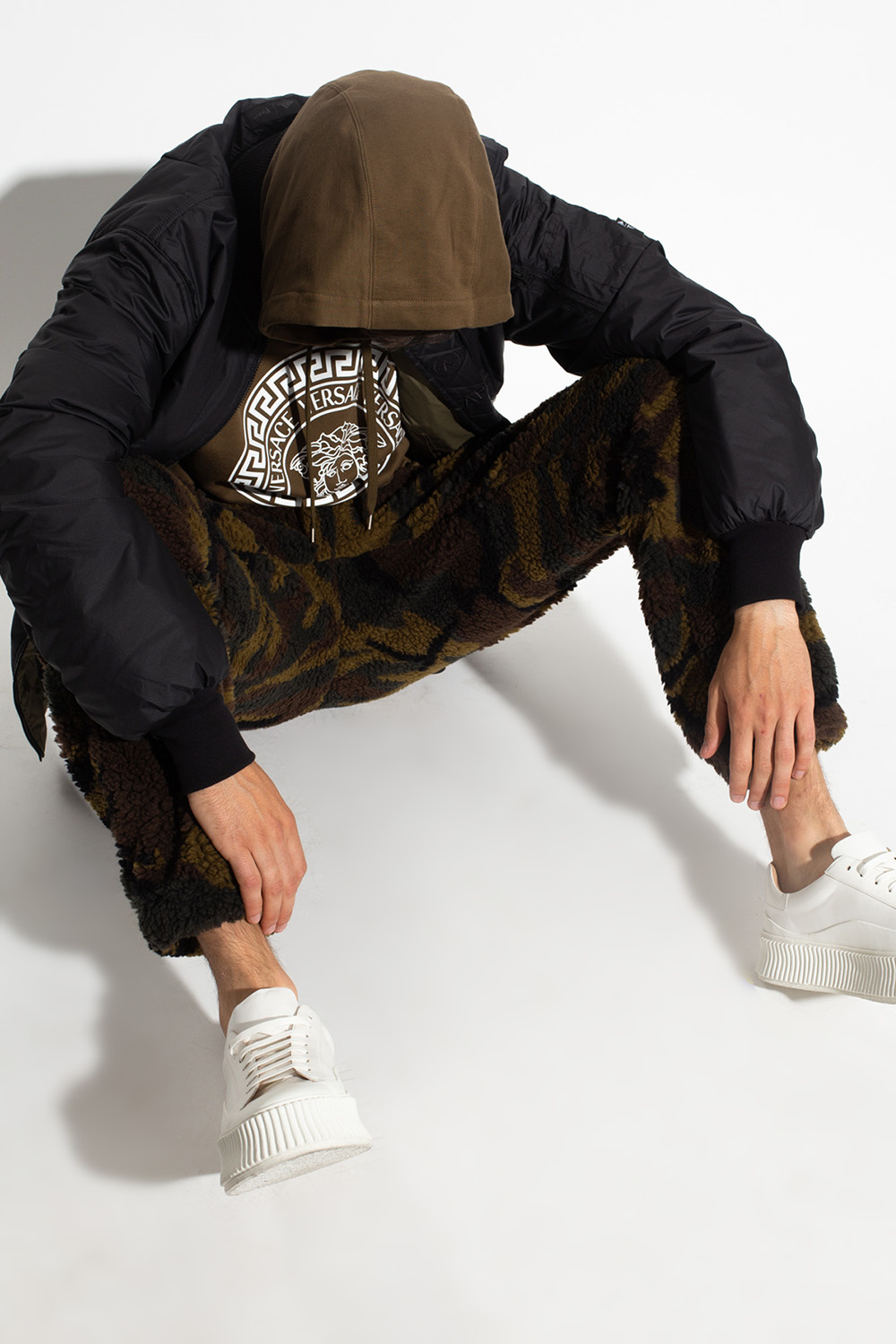 Versace Camo-trim trousers