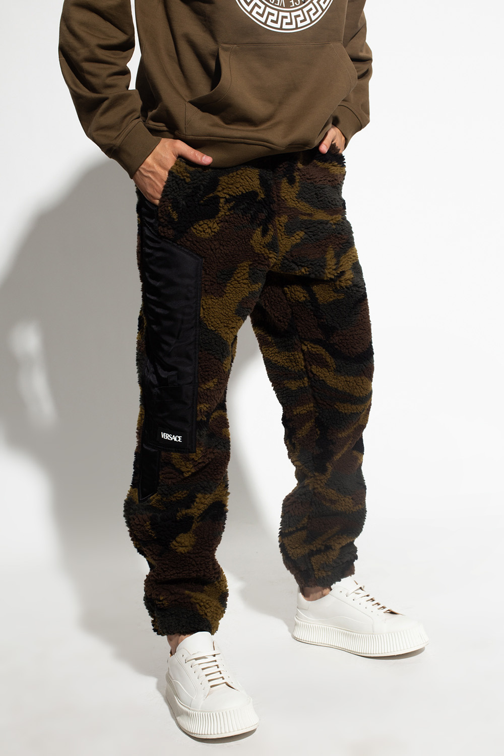 Versace Camo-trim trousers