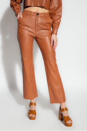 forte_forte Leather drawstring trousers