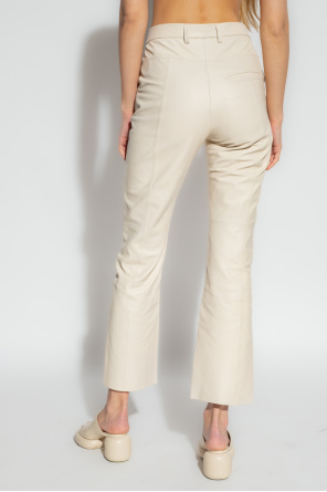 forte_forte Leather cow-print trousers