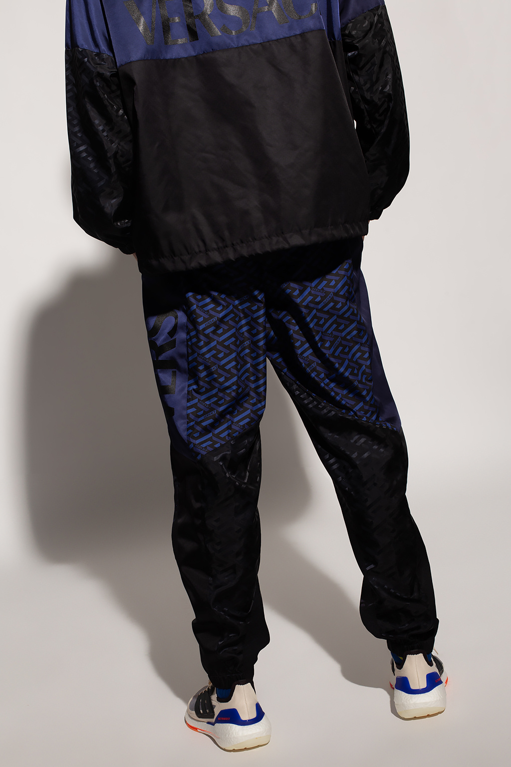 Versace Boy Blend Cotton Black Jogger Pants With Logo