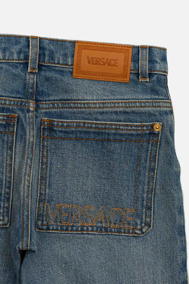 Versace Kids faded wash straight-leg jeans Black