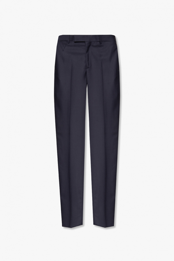 Versace Wool pleat-front Reflective trousers