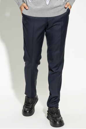 Versace Wool pleat-front Front trousers
