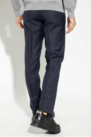 Versace Wool pleat-front Reflective trousers
