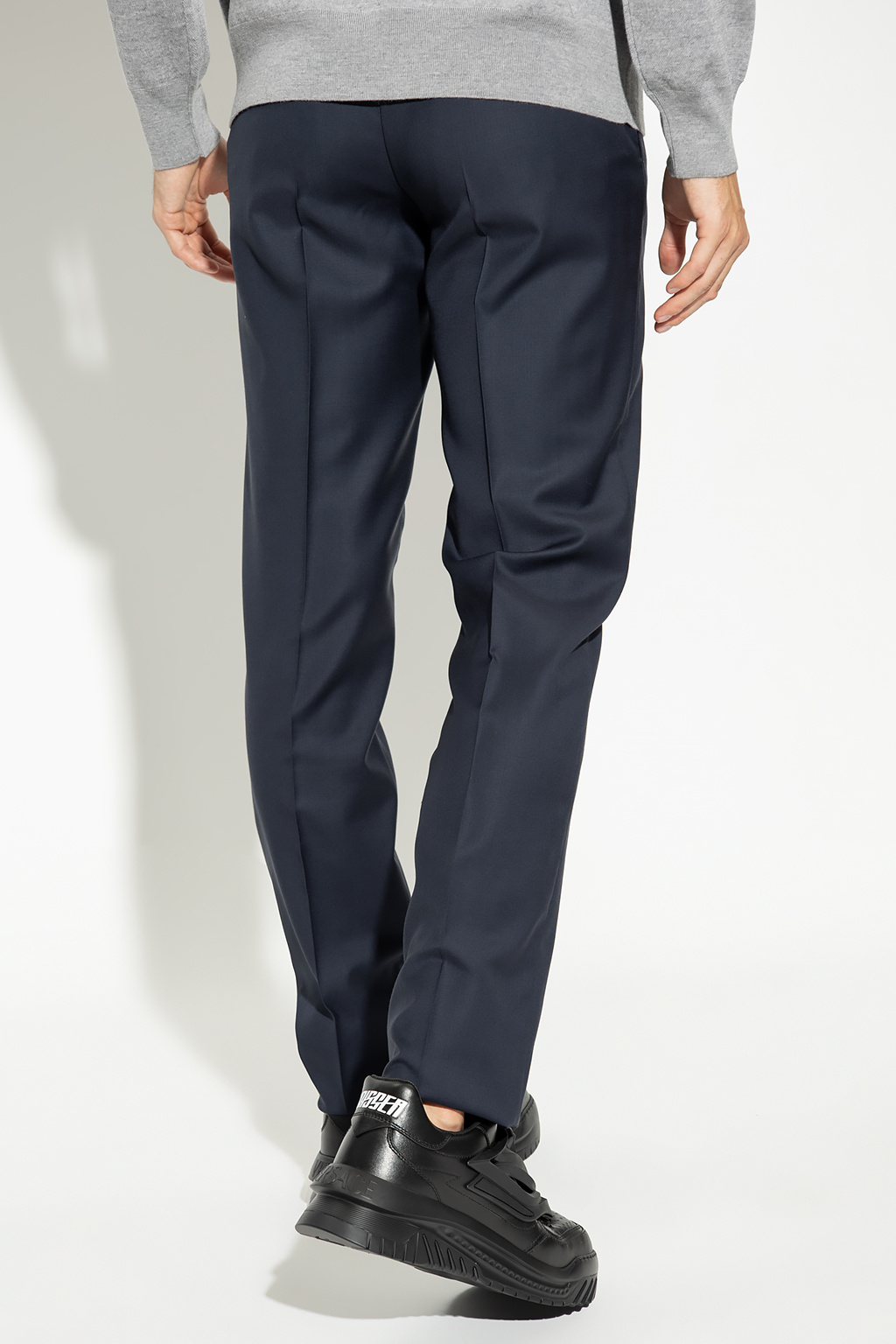 Versace Wool pleat-front Tiered trousers