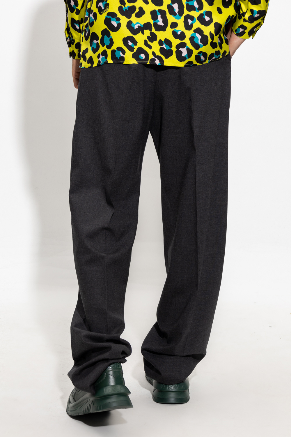 Versace Wool pleat-front trousers