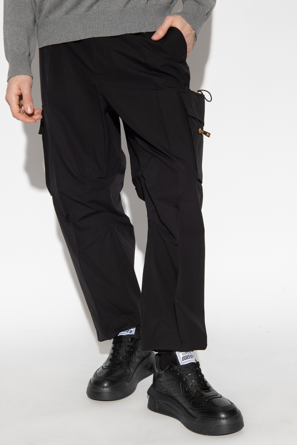 Versace Genny stud-embellished sleeveless midi dress Black