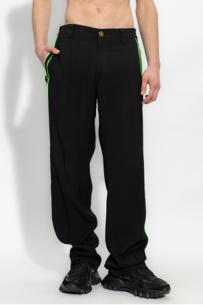Versace Pleat-front trousers with Johnson stripes