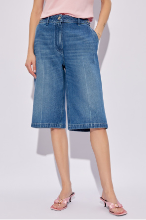 Versace Denim pleat-front shorts