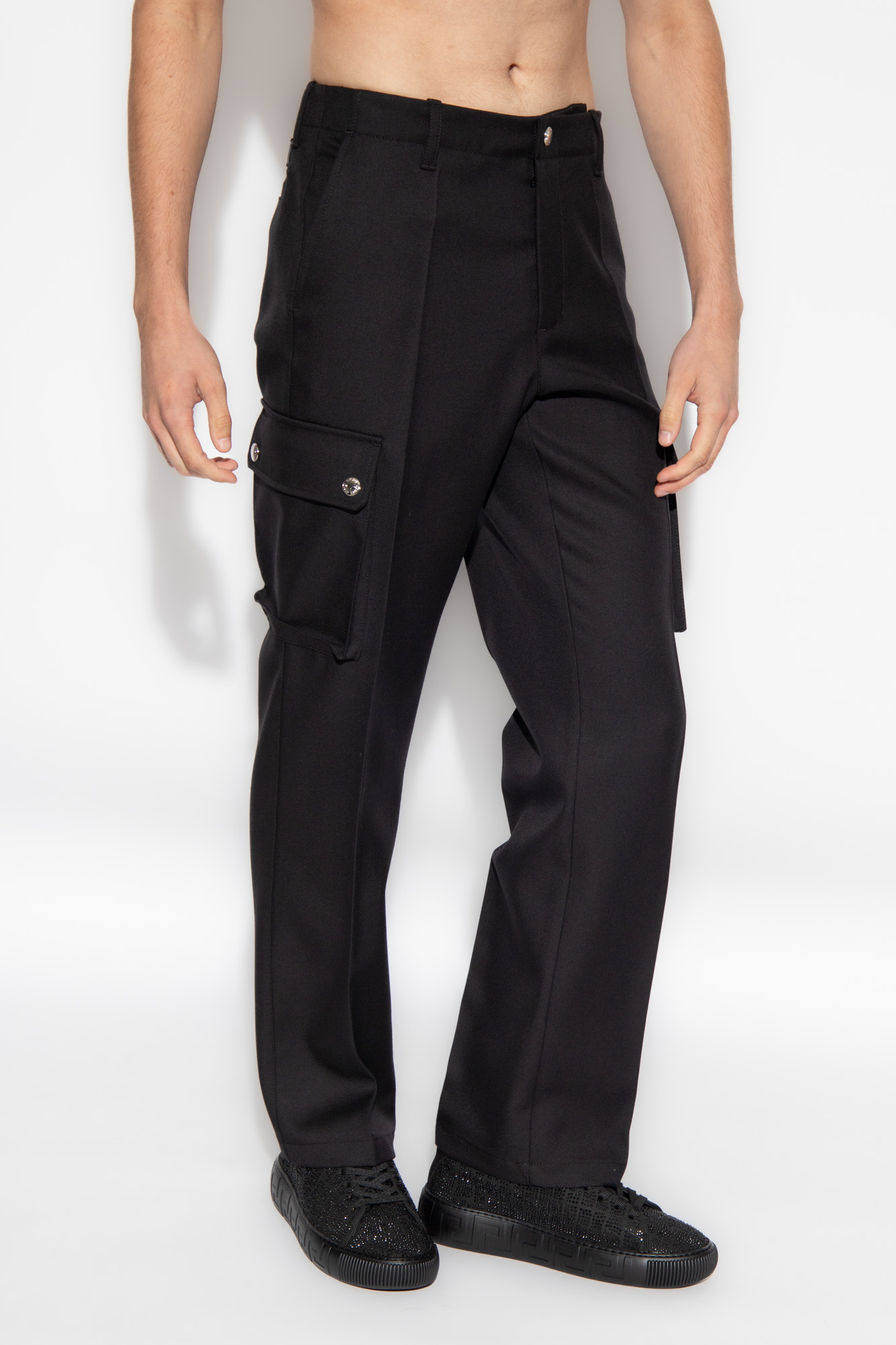 Versace Wool pleat-front trousers