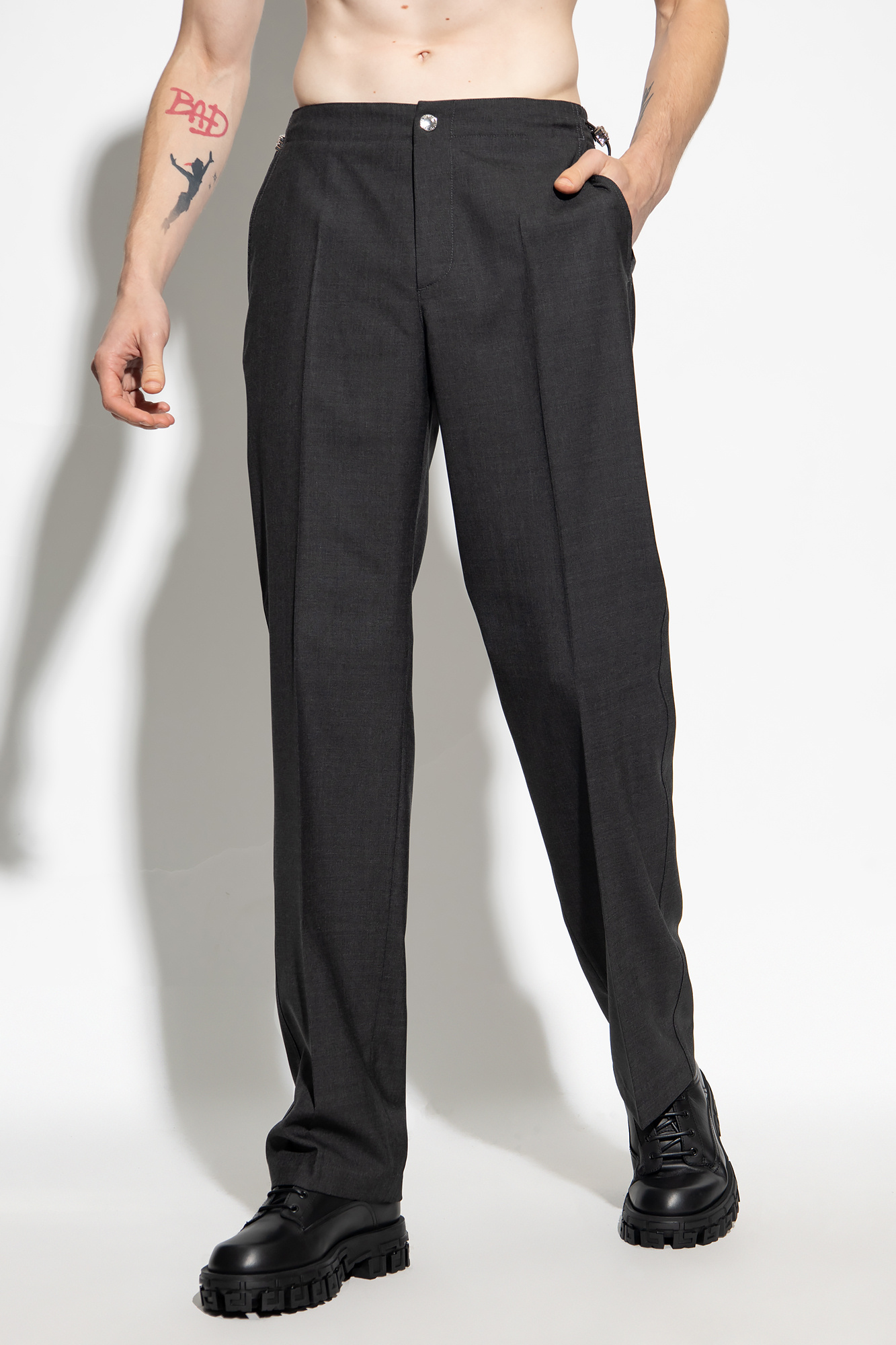 Versace Wool pleat-front trousers