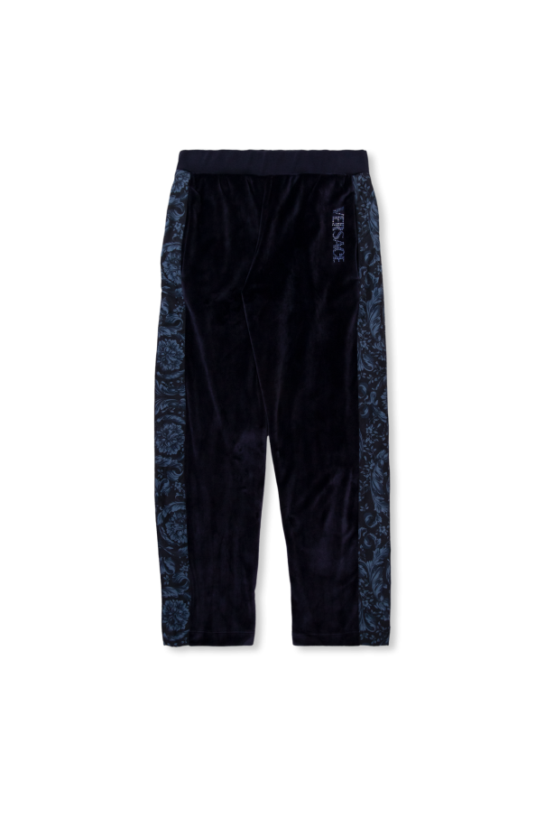 Velour trousers with logo od Versace Kids