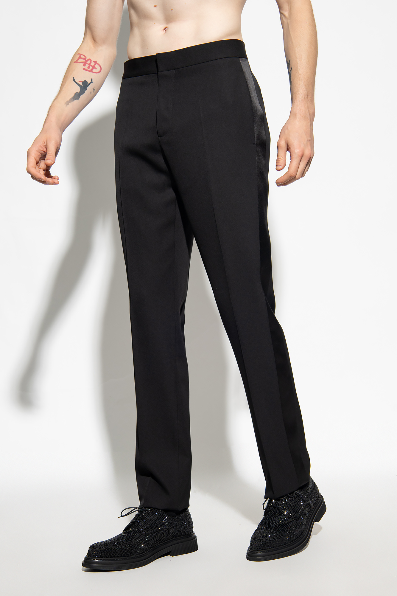 Black Pleat - GenesinlifeShops Comoros - Womens Beyond Yoga Spacedye High  Waisted All Day Flare Pants - front trousers Versace