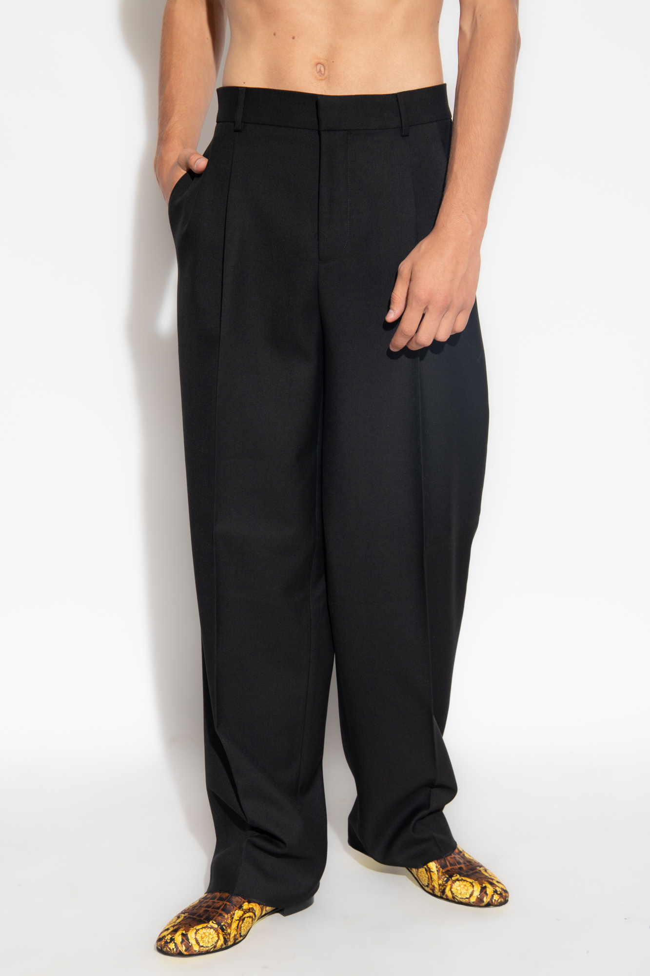 Versace Wool pleat-front trousers