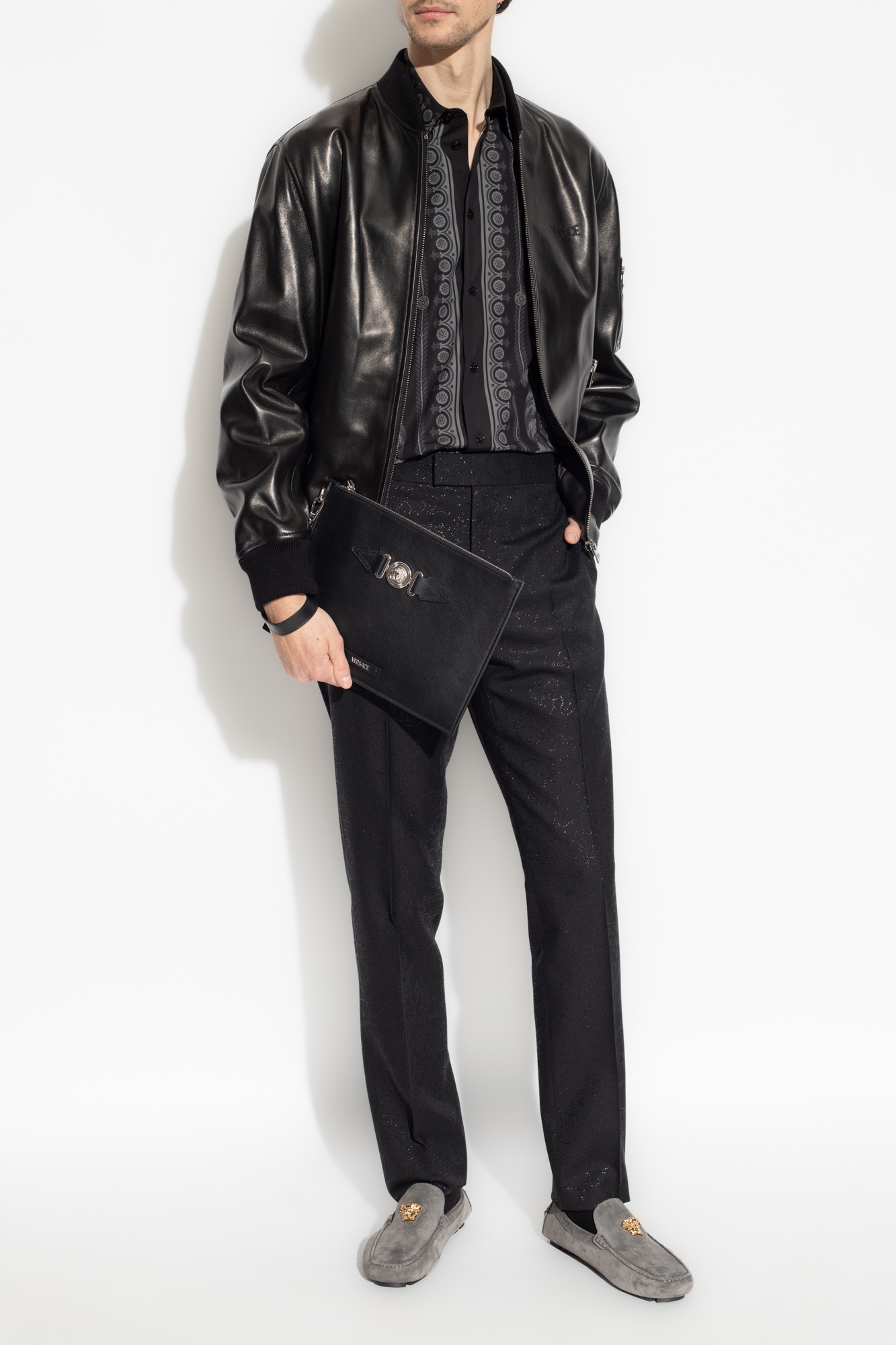 Versace Wool PAPER trousers with lurex yarn
