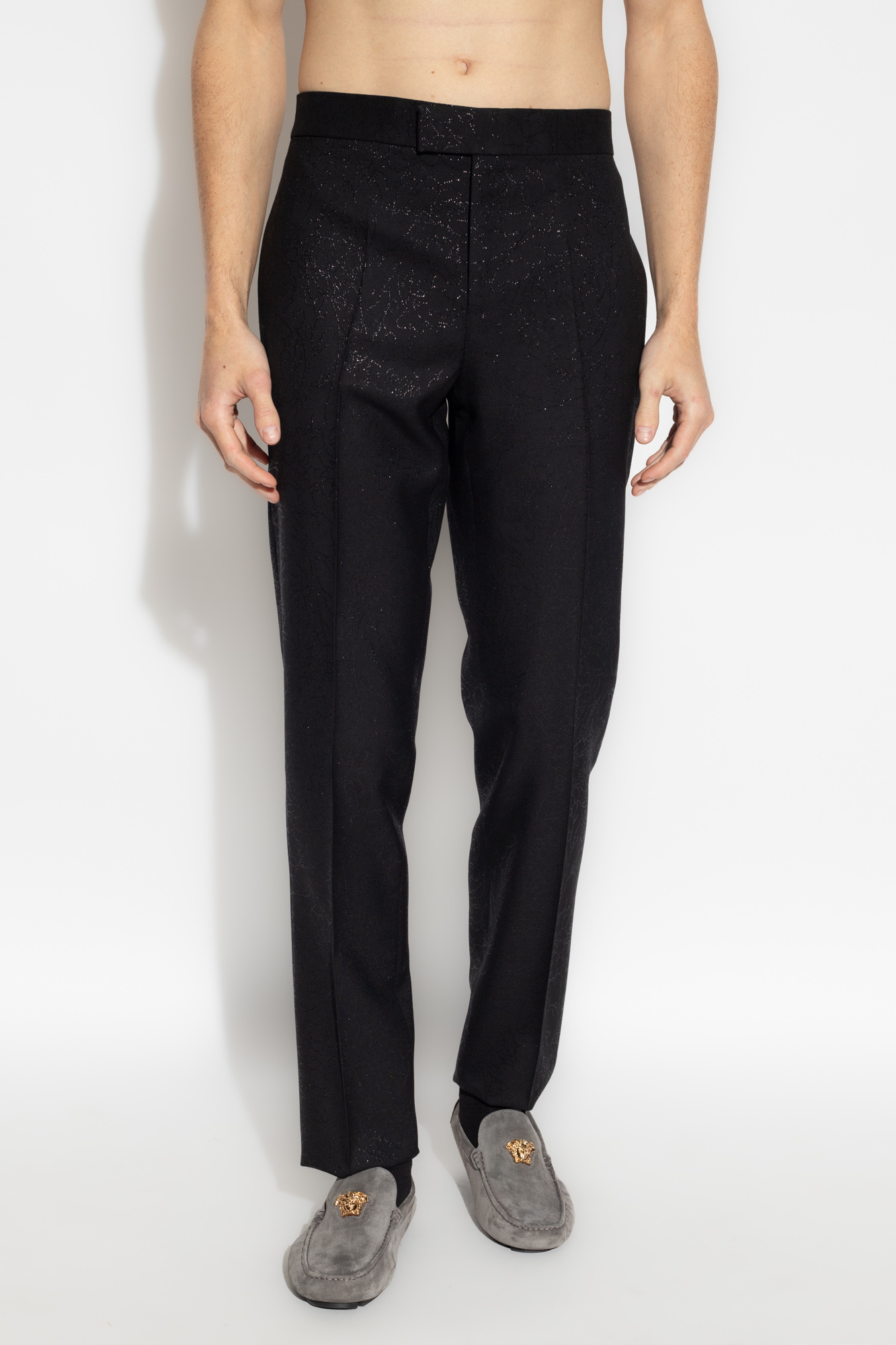 Versace Wool PAPER trousers with lurex yarn