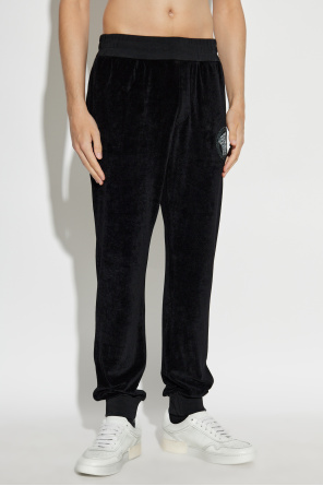 Versace Samt-Hose mit glänzender Applikation