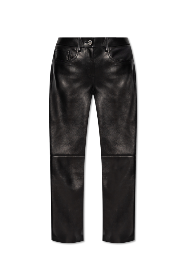 Versace Leather trousers with logo