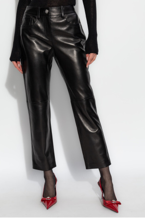 Versace Leather trousers with logo