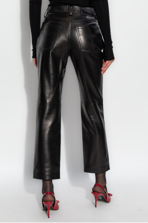 Versace Leather pants with logo