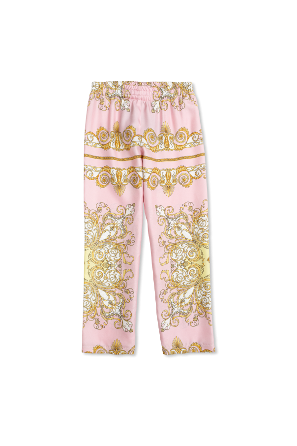 Versace Kids Calças de seda de corte largo