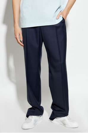 Versace Pantalones de lana con pliegue