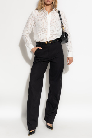 Cotton trousers with stitching on the legs od Versace